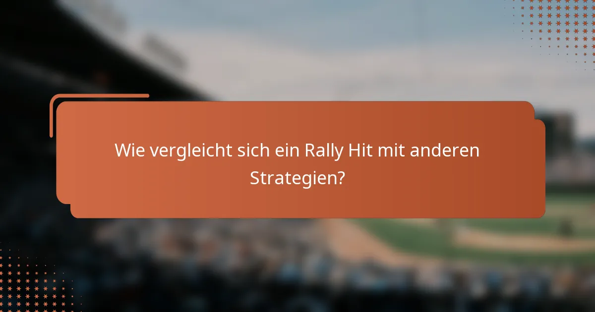 Wie vergleicht sich ein Rally Hit mit anderen Strategien?